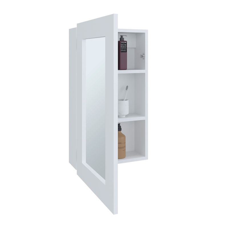Pemberly Row Contemporary Medicine Cabinet Engineered Wood White