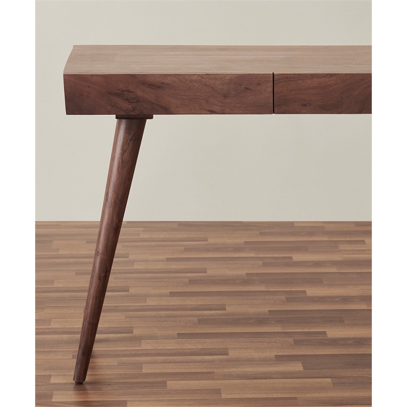 Pemberly Row Contemporary 39 inch Solid Wood Office Desk in Dark Walnut