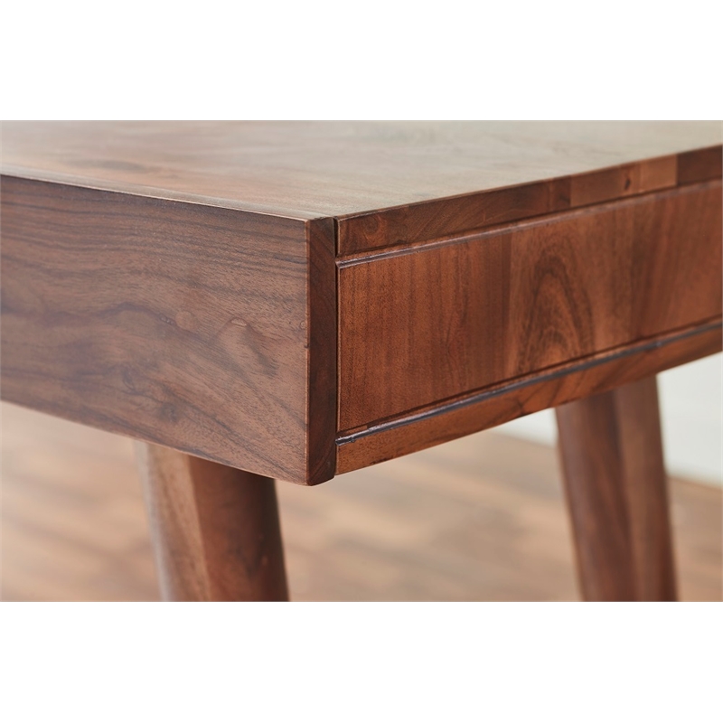 Pemberly Row Contemporary 39 inch Solid Wood Office Desk in Dark Walnut