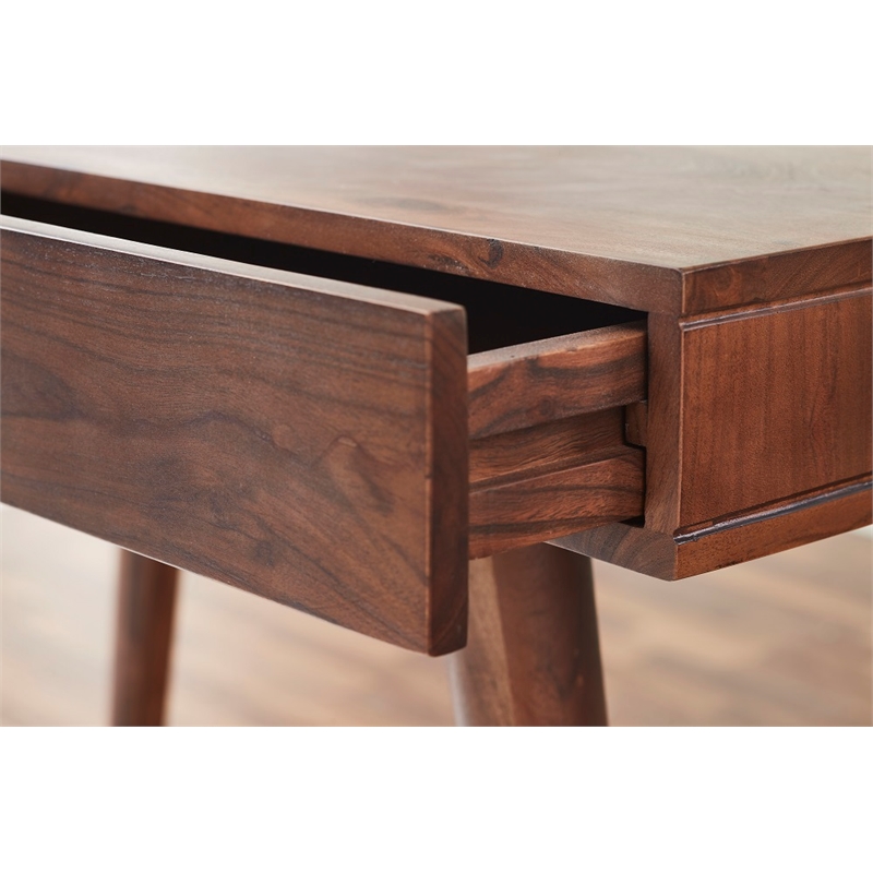 Pemberly Row Contemporary 39 inch Solid Wood Office Desk in Dark Walnut