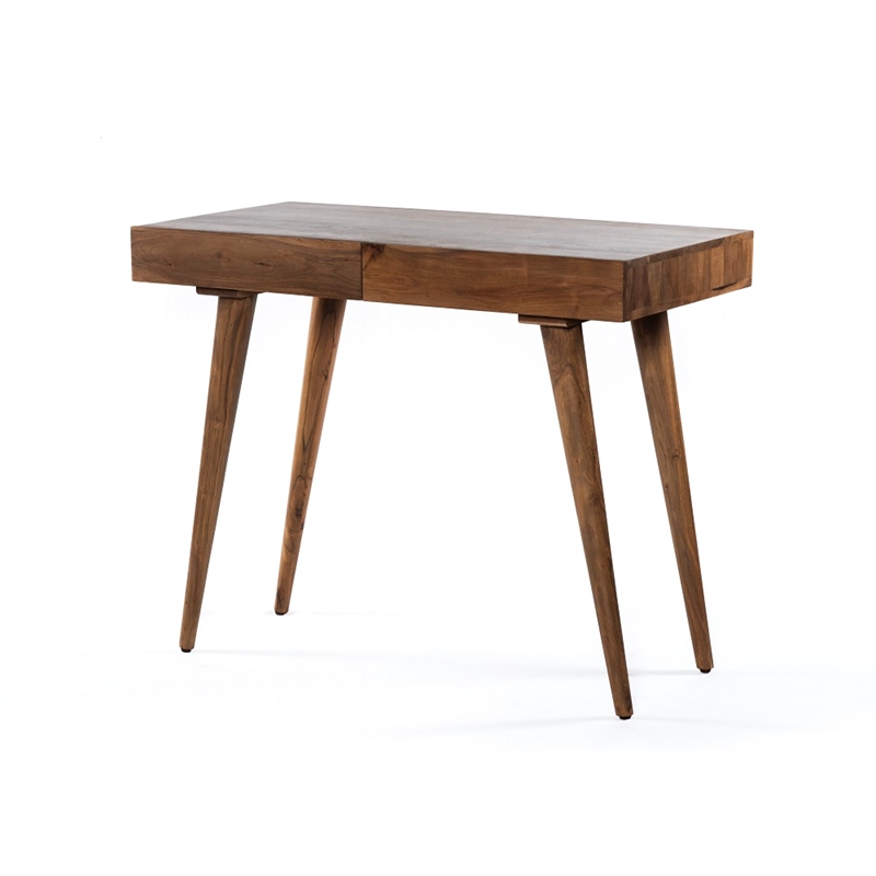 Pemberly Row Contemporary 39 inch Solid Wood Office Desk in Dark Walnut