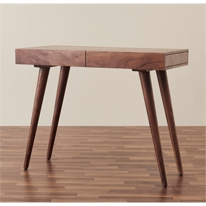 Pemberly Row Contemporary 39 inch Solid Wood Office Desk in Dark Walnut