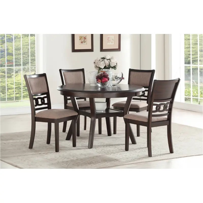 Pemberly Row Cherry Round Dining Table 5 Pc Set With Dining Chair