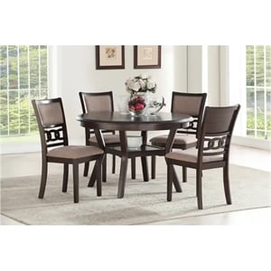 Pemberly Row Cherry Round Dining Table 5 Pc Set With Dining Chair