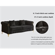Pemberly Row 3-Pcs Living Room Set Velvet Sofa Set & Golden rivets-Black