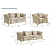 Pemberly Row 3-Pcs Living Room Set Velvet Sofa Set & Golden rivets-Beige
