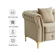 Pemberly Row 3-Pcs Living Room Set Velvet Sofa Set & Golden rivets-Beige