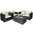 Pemberly Row 8 Pieces Rattan Patio Furniture Set with Cushion in Off White Black