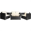 Pemberly Row 8 Pieces Rattan Patio Furniture Set with Cushion in Off White Black