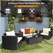 Pemberly Row 8 Pieces Rattan Patio Furniture Set with Cushion in Off White Black