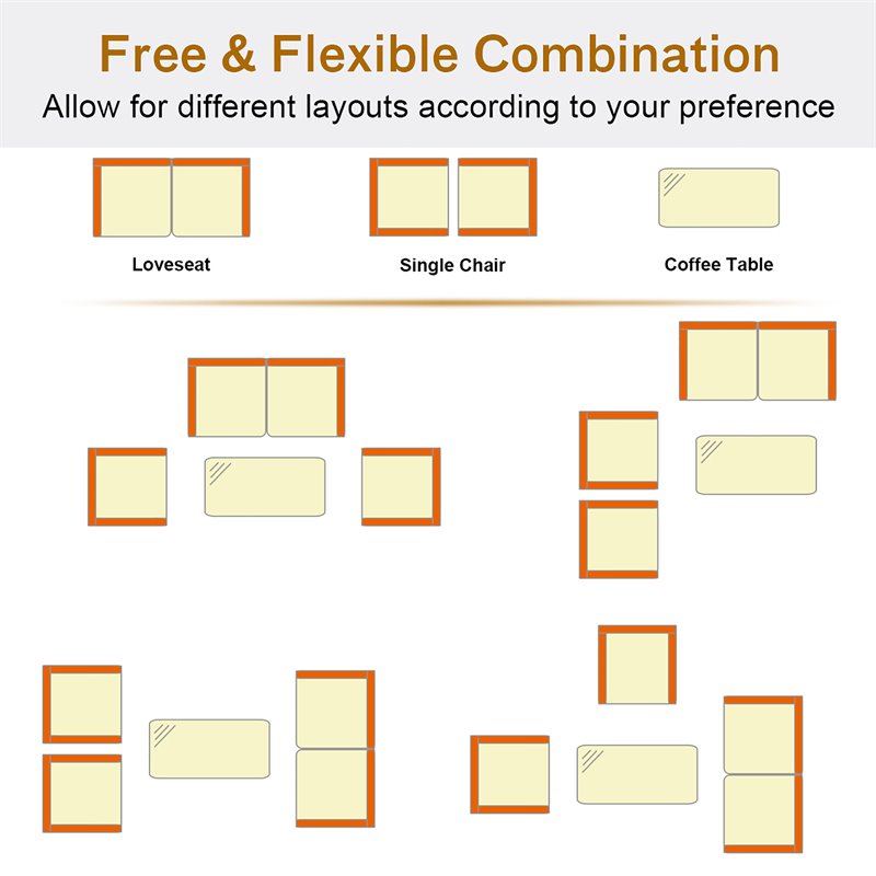 Pemberly Row 8 Pieces Rattan Patio Furniture Set with Cushion in Off White Black