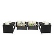 Pemberly Row 8 Pieces Rattan Patio Furniture Set with Cushion in Off White Black