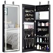 Pemberly Row Density Board & Wall/Door Mount LED Light Jewelry Cabinet in Black