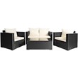 Pemberly Row 4-piece Contemporary Rattan Patio Furniture Set in Off White