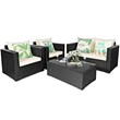 Pemberly Row 4-piece Contemporary Rattan Patio Furniture Set in Off White