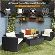 Pemberly Row 4-piece Contemporary Rattan Patio Furniture Set in Off White