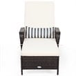 Pemberly Row 2Pcs Rattan Chaise Lounge Chair w/ Armrest & Pillow in Brown/White