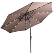 Pemberly Row Patio Solar Umbrella LED Patio Steel Tilt w/ Crank Outdoor (Tan)