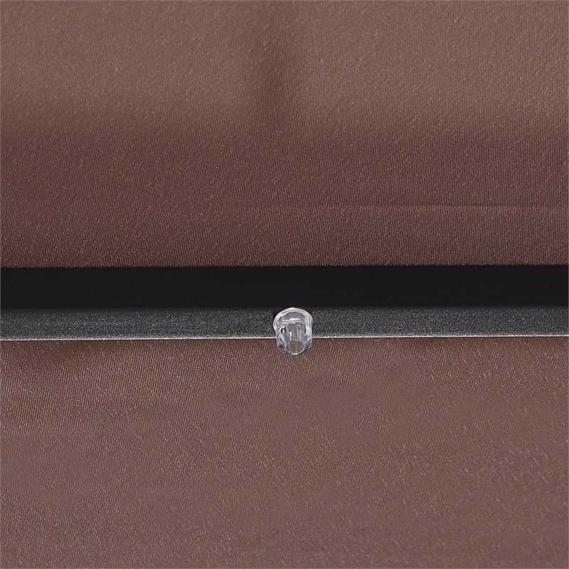 Pemberly Row Patio Solar Umbrella LED Patio Steel Tilt w/ Crank Outdoor (Tan)