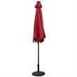 Pemberly Row 9ft Patio Solar Umbrella LED Patio w/ Crank Outdoor Burgundy Red