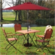 Pemberly Row 9ft Patio Solar Umbrella LED Patio w/ Crank Outdoor Burgundy Red