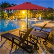 Pemberly Row 9ft Patio Solar Umbrella LED Patio w/ Crank Outdoor Burgundy Red