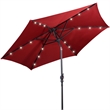 Pemberly Row 9ft Patio Solar Umbrella LED Patio w/ Crank Outdoor Burgundy Red