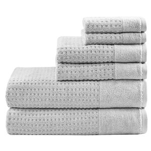 Pemberly Row 6-Piece Modern 100 Percent Cotton Towel Set in Gray