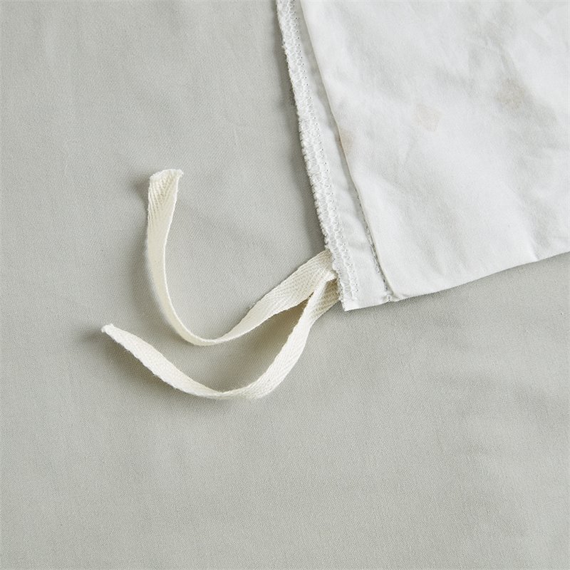 Pemberly Row Modern Cotton Full/Queen Duvet Cover Set with Trims in Off White