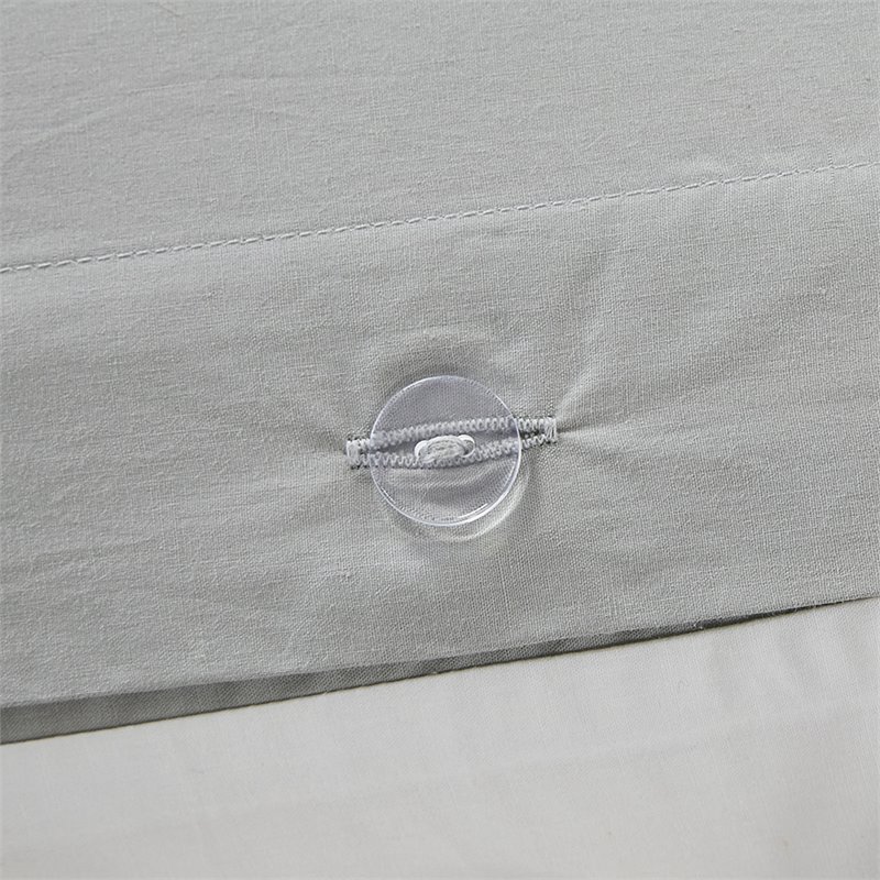 Pemberly Row Modern Cotton Full/Queen Duvet Cover Set with Trims in Off White