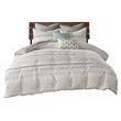 Pemberly Row Modern Cotton Full/Queen Duvet Cover Set with Trims in Off White