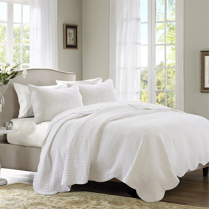 Pemberly Row 3-Piece Polyester Microfiber Coverlet Set - White