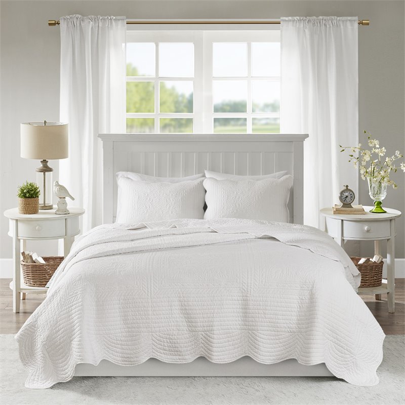 Pemberly Row 3-Piece Polyester Microfiber Coverlet Set - White