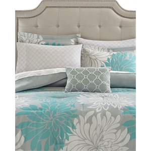 Pemberly Row 9-Piece Cotton Marble Complete Comforter Set in Blue