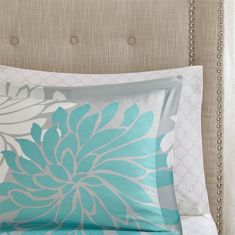 Pemberly Row 9-Piece Cotton Marble Complete Comforter Set in Blue