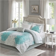 Pemberly Row 9-Piece Cotton Marble Complete Comforter Set in Blue