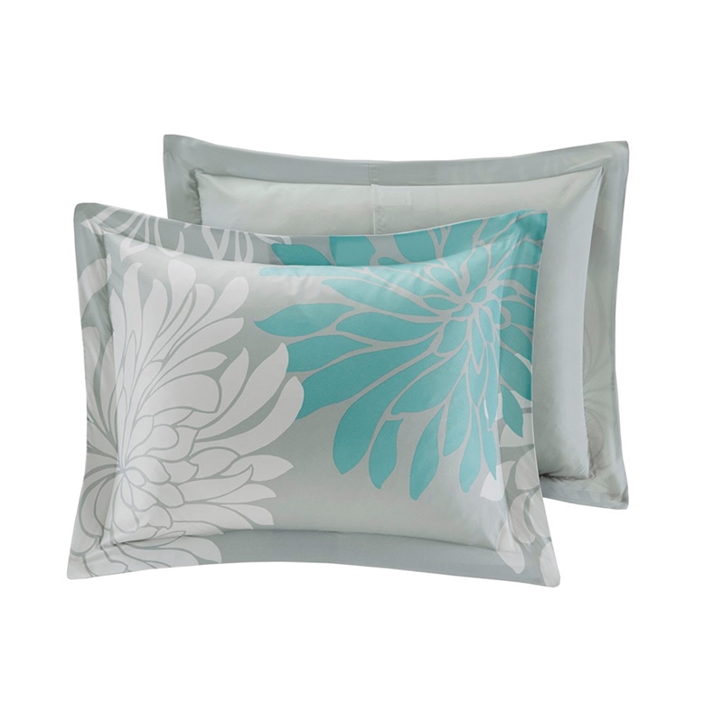 Pemberly Row 9-Piece Cotton Marble Complete Comforter Set in Blue
