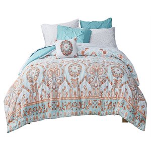 Pemberly Row 6-piece Microfiber Complete Bed and Sheet Set in Blue