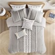 Pemberly Row Modern Cotton Comforter Mini Set in Gray Finish