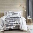 Pemberly Row Contemporary Mid-Century Cotton Comforter Mini Set in Navy