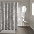 Pemberly Row Contemporary Polyester Jacquard Shower Curtain in Silver