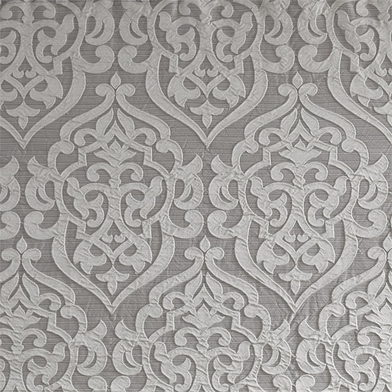 Pemberly Row Contemporary Polyester Jacquard Shower Curtain in Silver