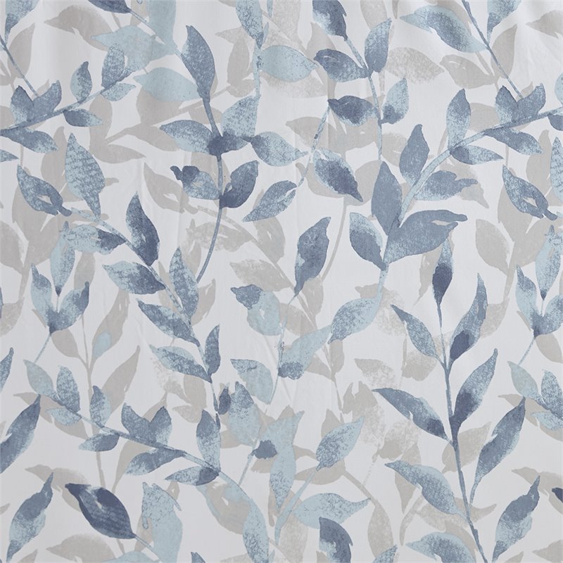 Pemberly Row Polyester Botanical Printed Shower Curtain in Blue