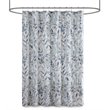 Pemberly Row Polyester Botanical Printed Shower Curtain in Blue