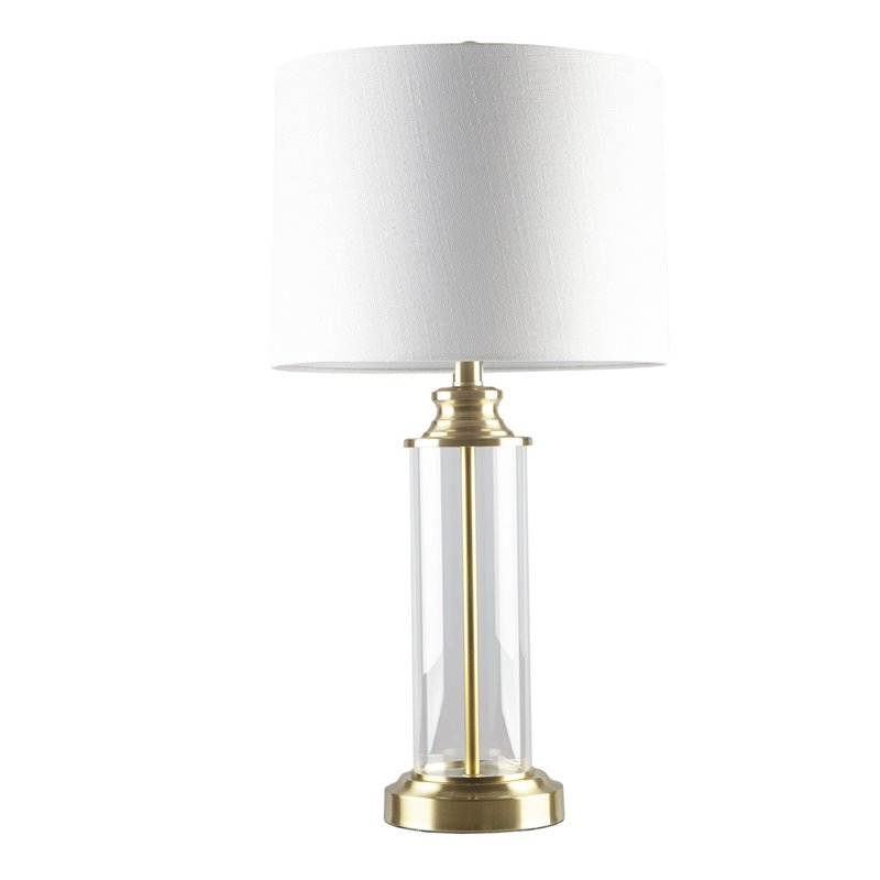 Pemberly Row Contemporary Glass and Metal Table Lamps in Gold (Set of 2)