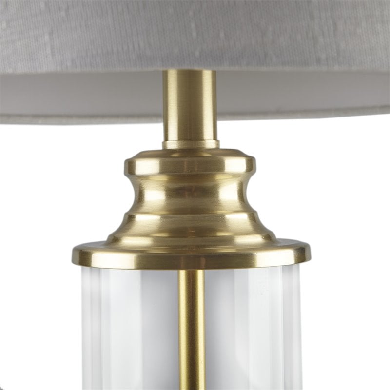 Pemberly Row Contemporary Glass and Metal Table Lamps in Gold (Set of 2)
