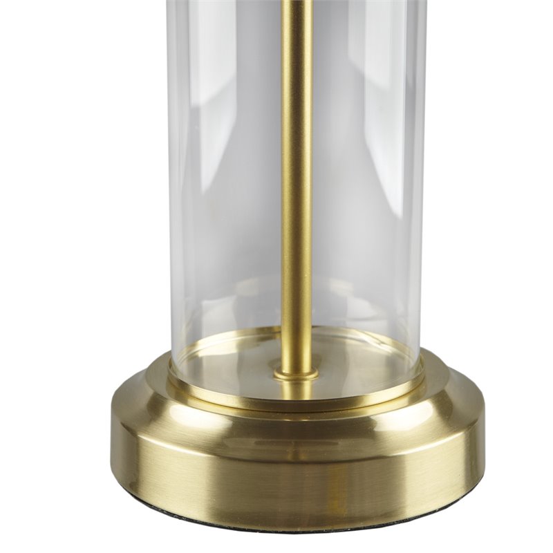 Pemberly Row Contemporary Glass and Metal Table Lamps in Gold (Set of 2)