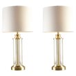 Pemberly Row Contemporary Glass and Metal Table Lamps in Gold (Set of 2)