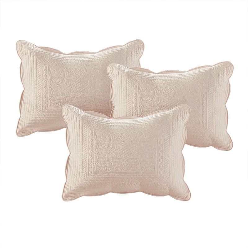 Pemberly Row Contemporary Polyester Microfiber Daybed Cover Set in Pink