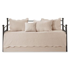 Pemberly Row Contemporary Polyester Microfiber Daybed Cover Set in Pink